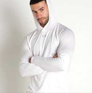 UNDER ARMOUR TEAM KNOCKOUT LONG SLEEVE WHITE HOODIE, XL NWOT
